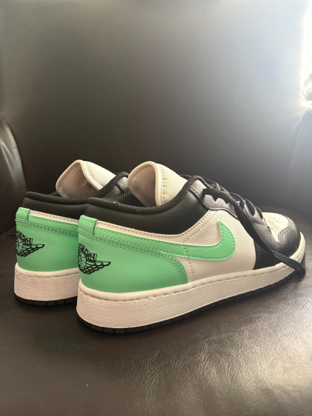 Nike Air Jordan 1 Low (GS) - Black, White & Mint Green Accent